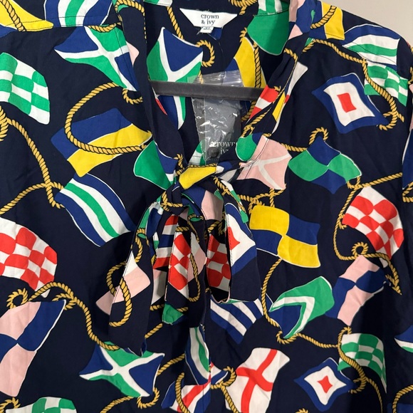 NWT Crown&Ivy Nautical Flags Blouse - Picture 9 of 10